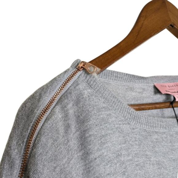 Ted Baker Fondy Angora Blend Asymmetric Knitted Tunic Dress Marled Gray Small 6 - Picture 6 of 13